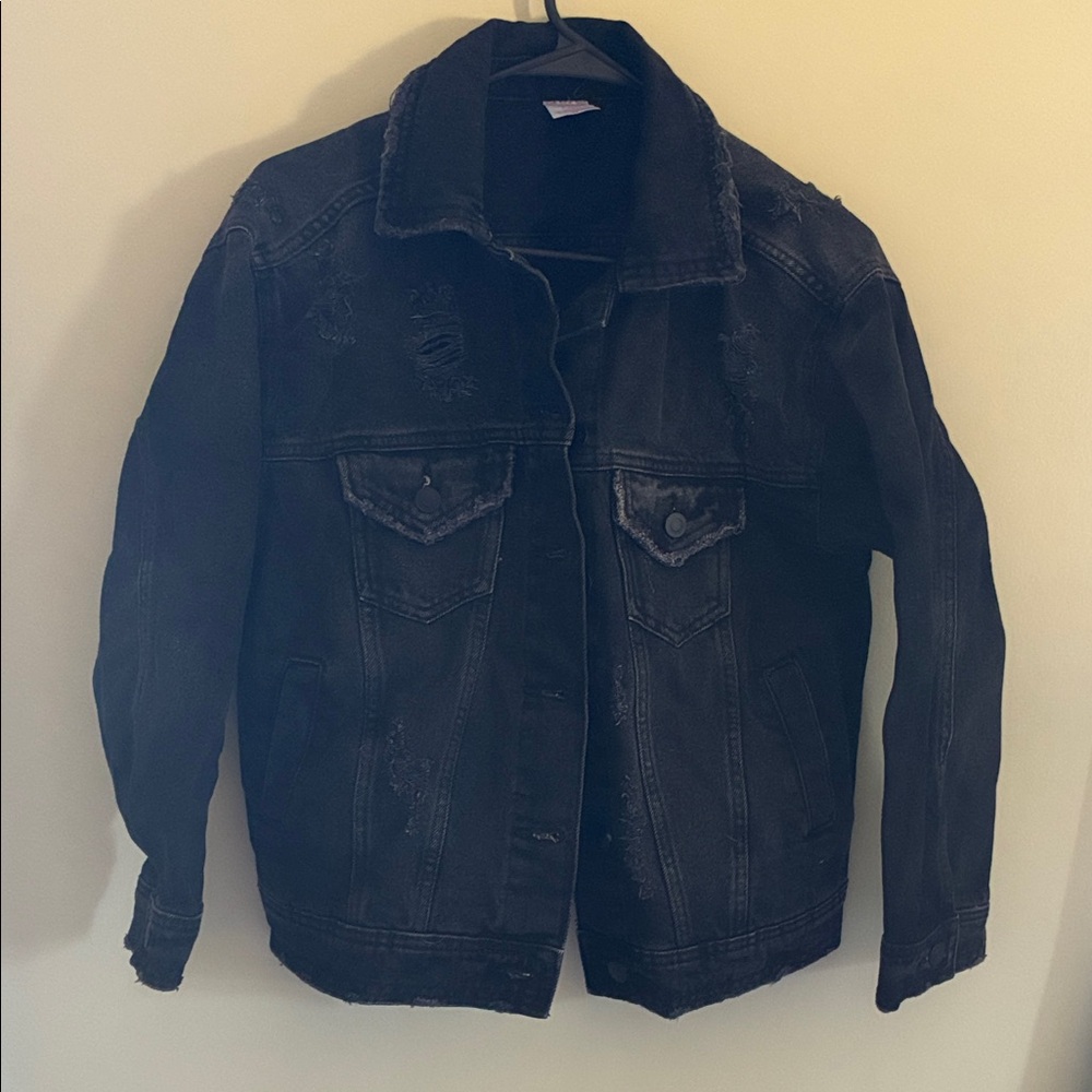 No Boundaries Black Distressed Denim Jacket